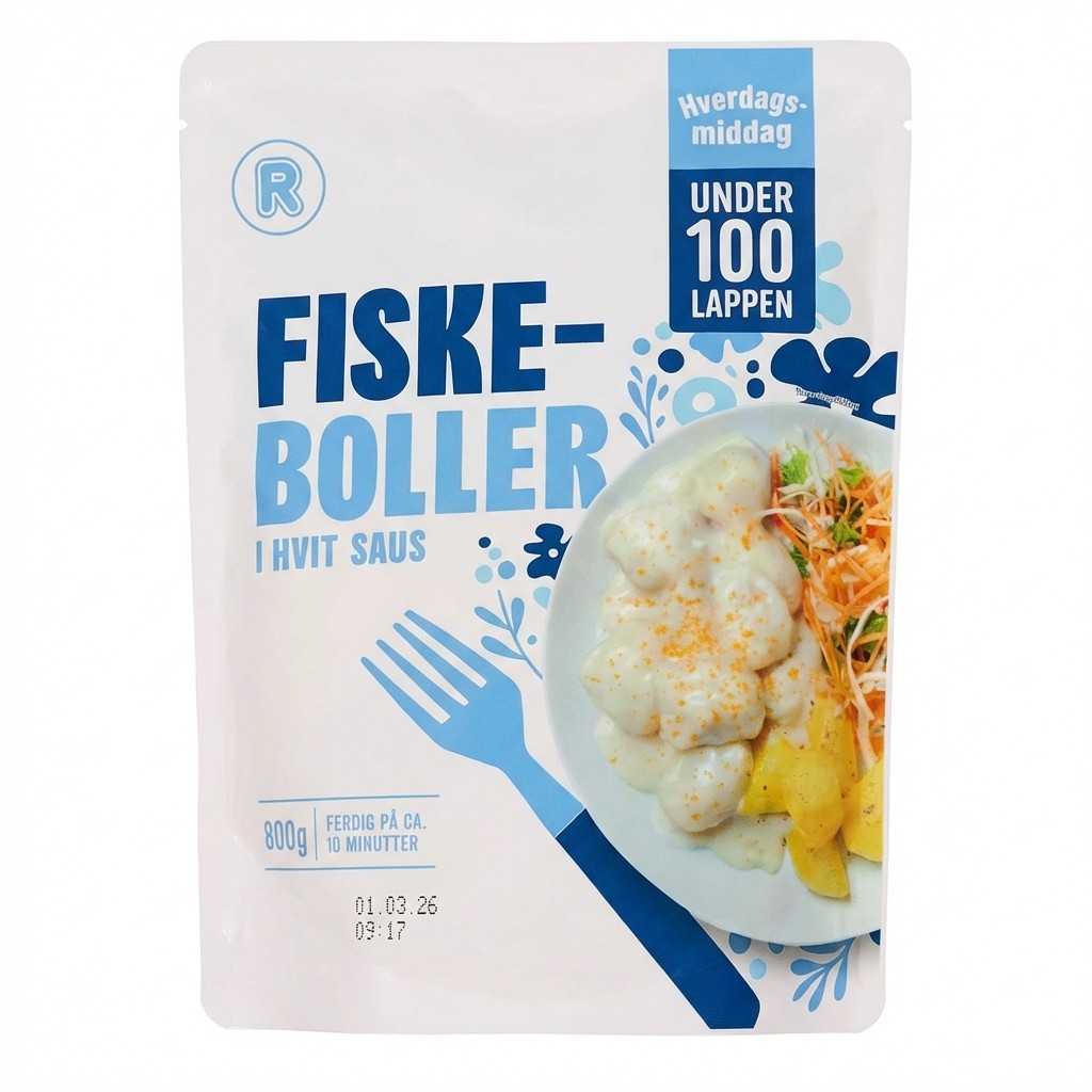 Fiskeboller i hvit saus 800g R