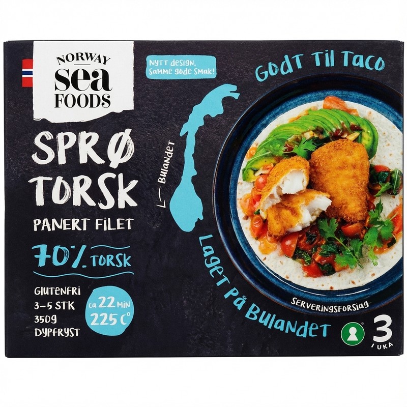 Sprø Torsk Panert Filet 350g Norway Seafoods