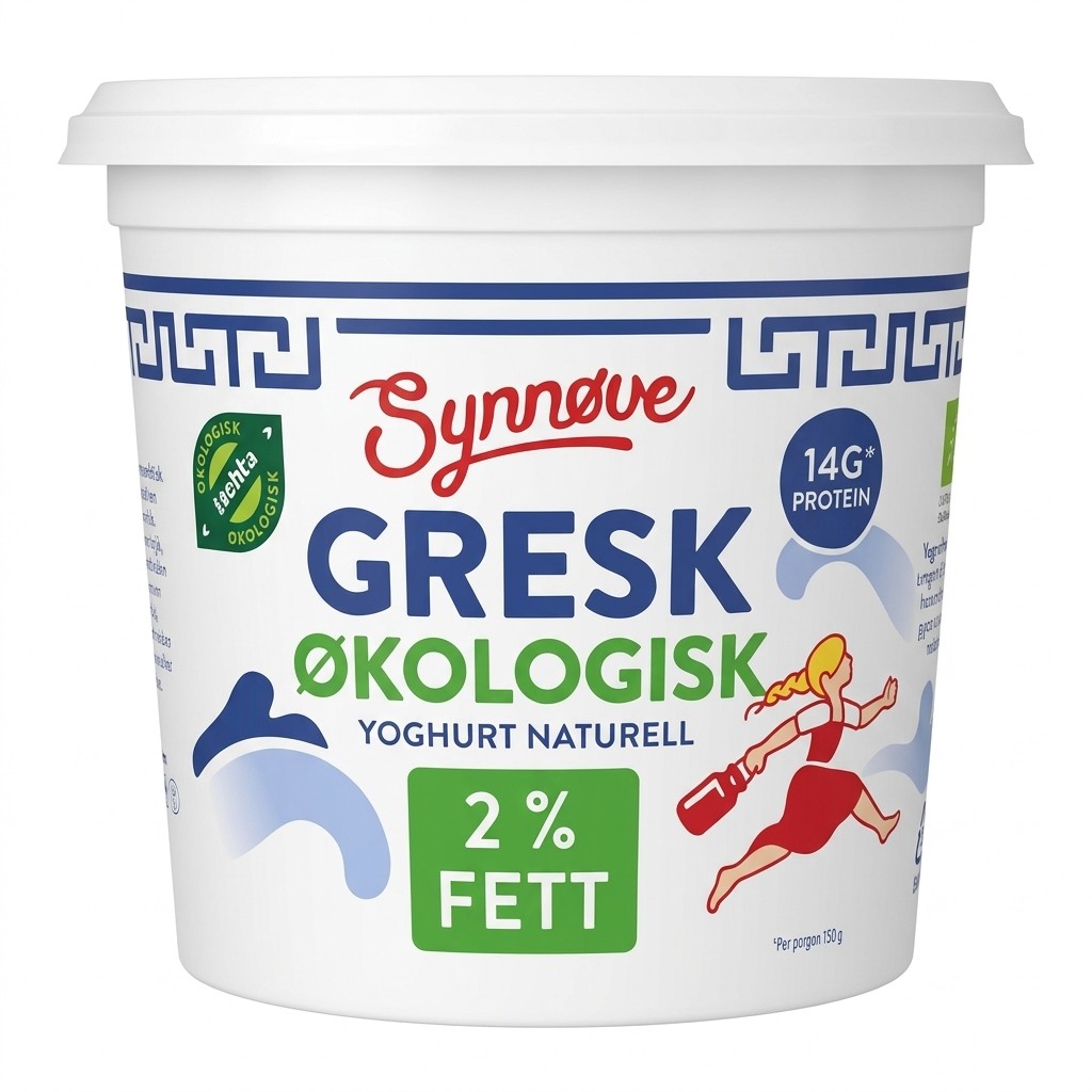 Gresk økologisk yoghurt naturell 2 % 750g Synnøve