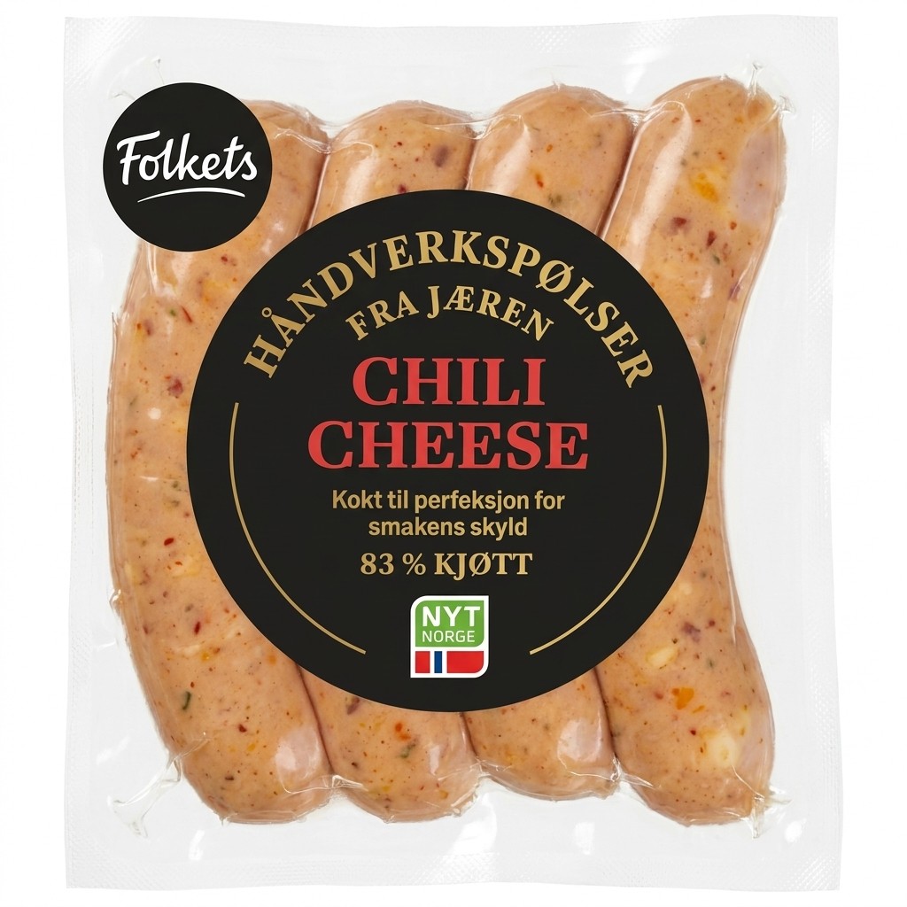 Chili Cheese Håndverkspølser 240g Folkets