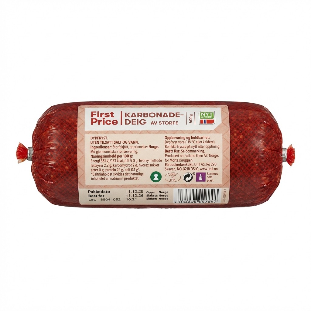 Karbonadedeig av storfe 400g First Price