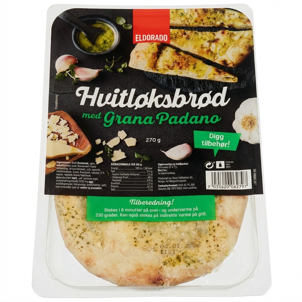 Hvitløksbrød med Grana Padano 270g Eldorado