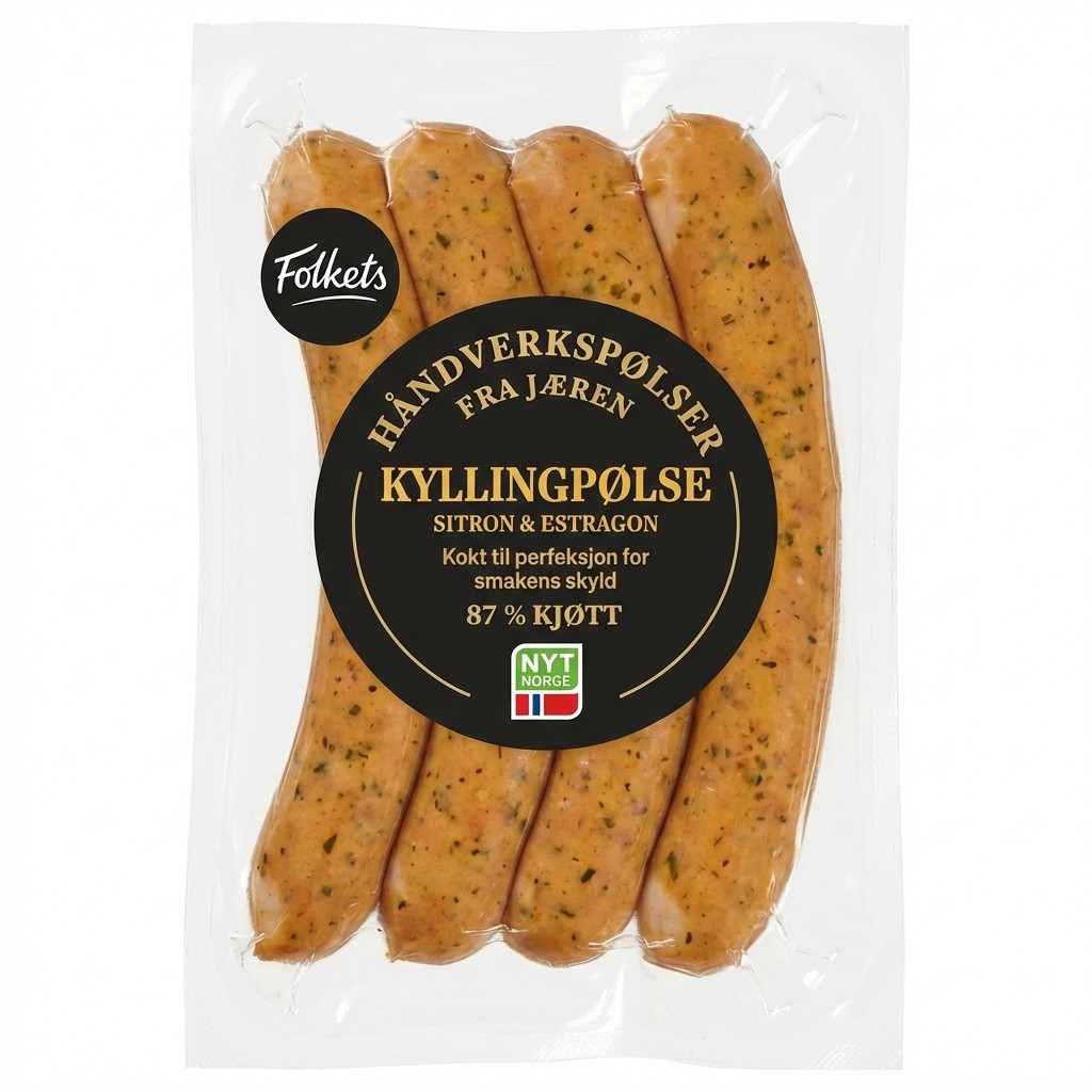 Kyllingpølse Sitron & Estragon 240g Folkets