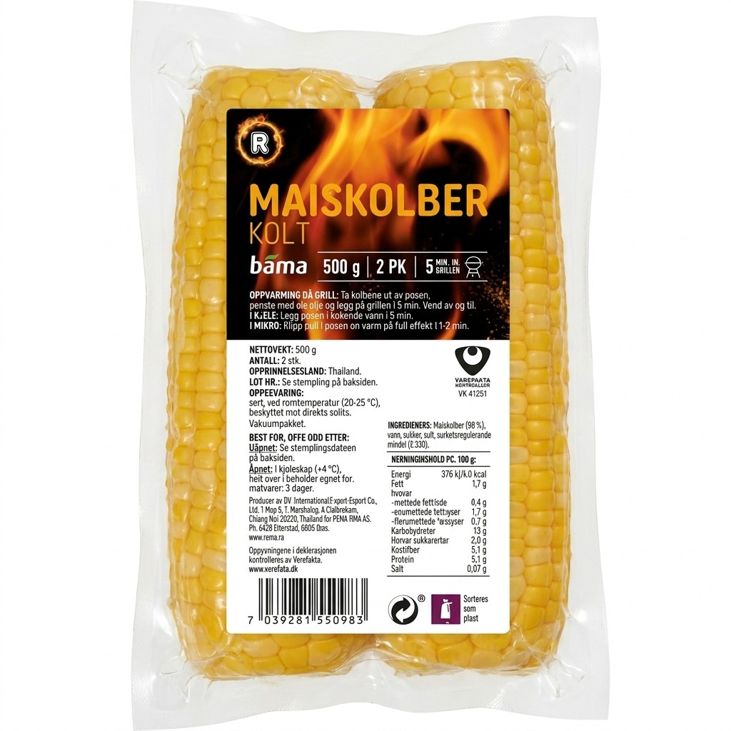 Maiskolber kokt 500g Bama