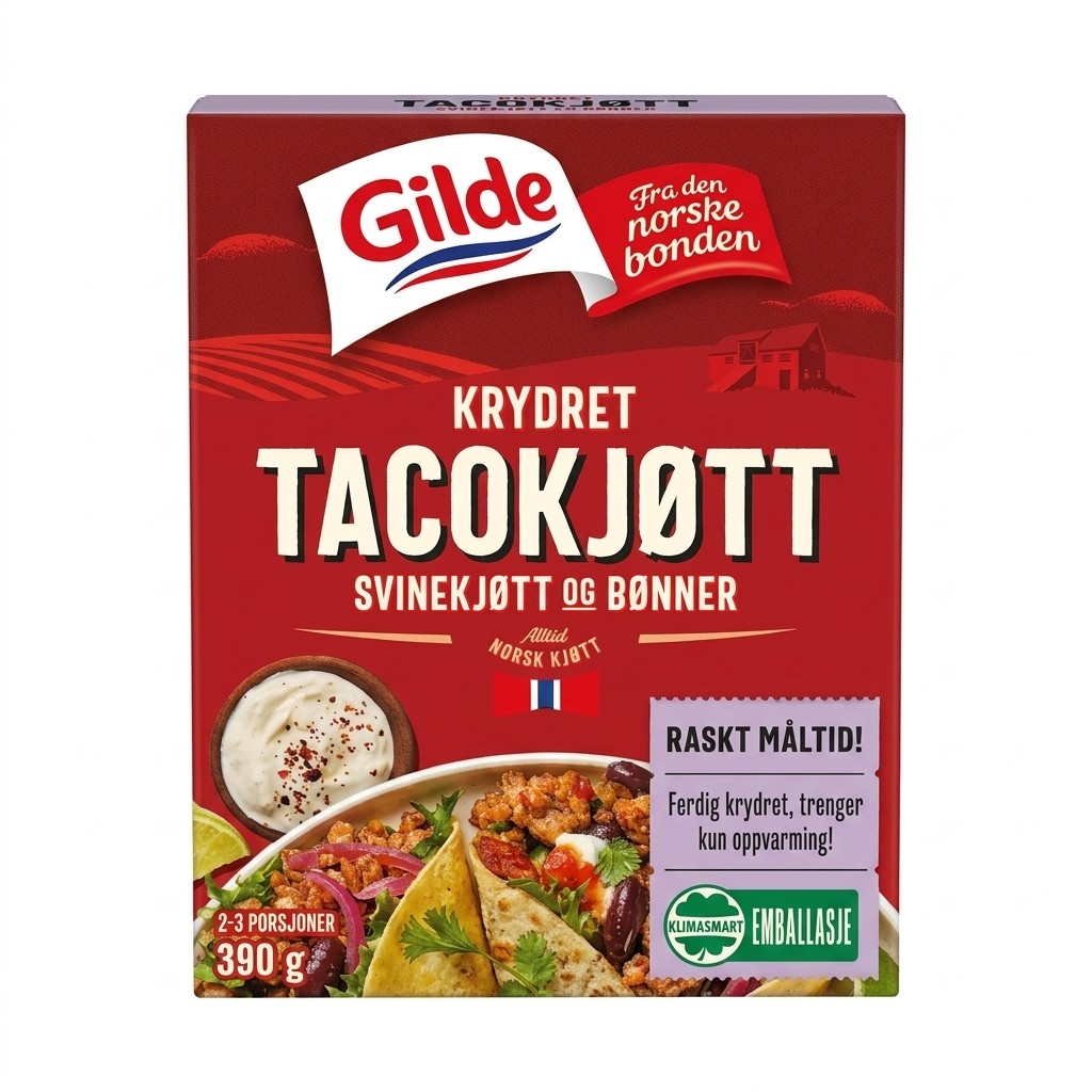 Krydret Tacokjøtt 390g Gilde