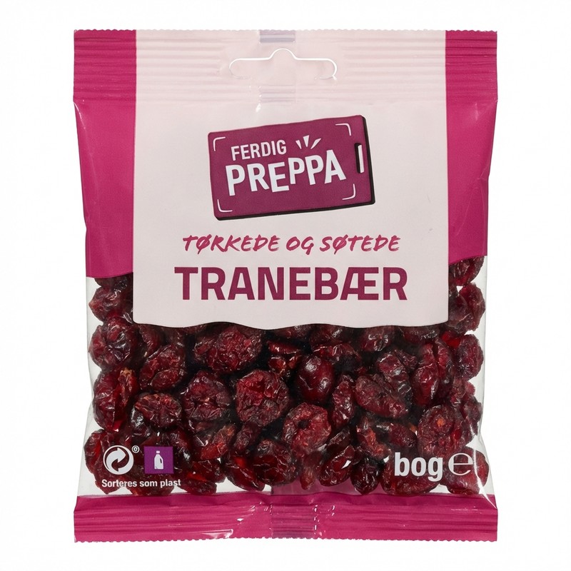 Tørkede og søtede tranebær 80g Ferdig Preppa