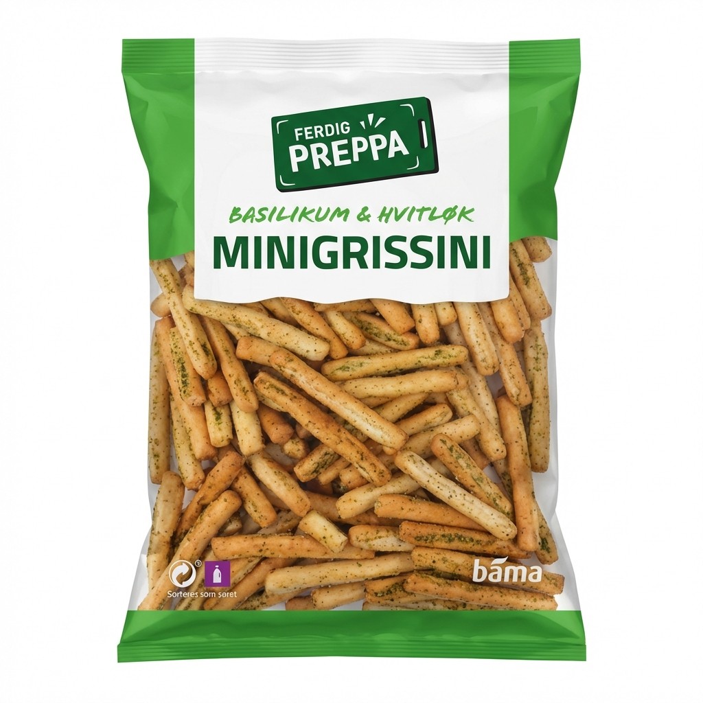 Minigrissini Basilikum & Hvitløk 100g Ferdig Preppa