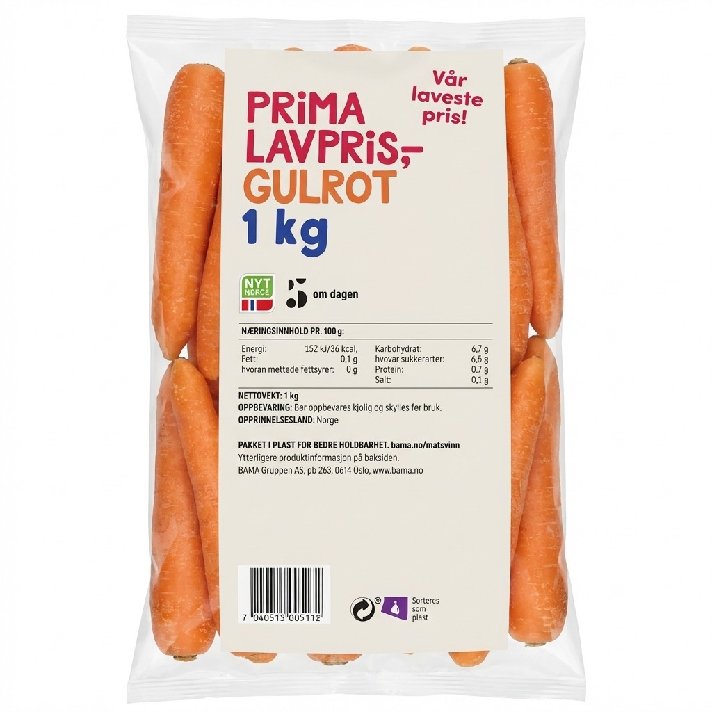 Lavpris Gulrot 1kg Prima