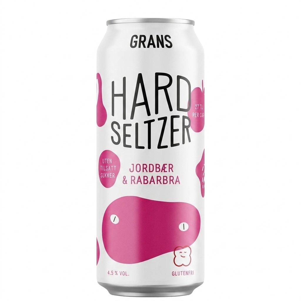 Hard Seltzer Jordbær & Rabarbra 500ml Grans