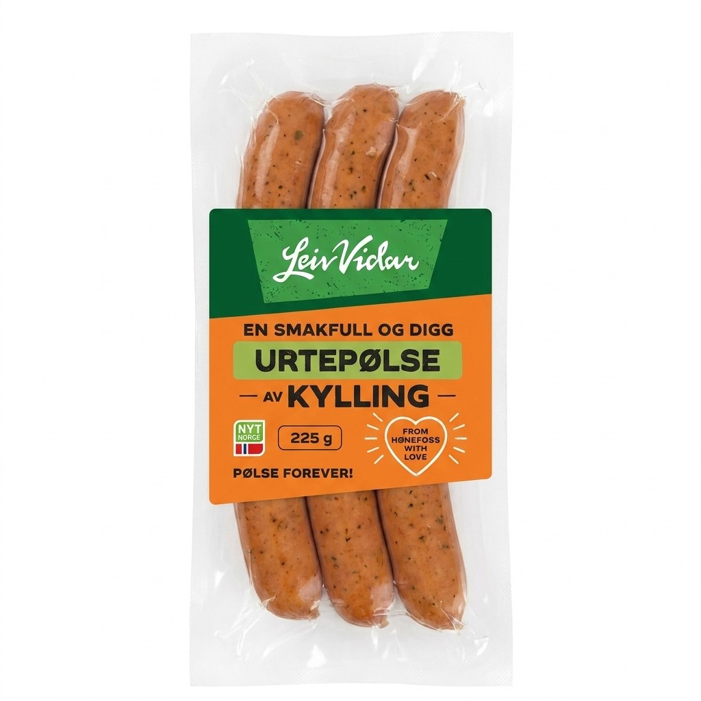 Urtepølse av kylling 225g Leiv Vidar