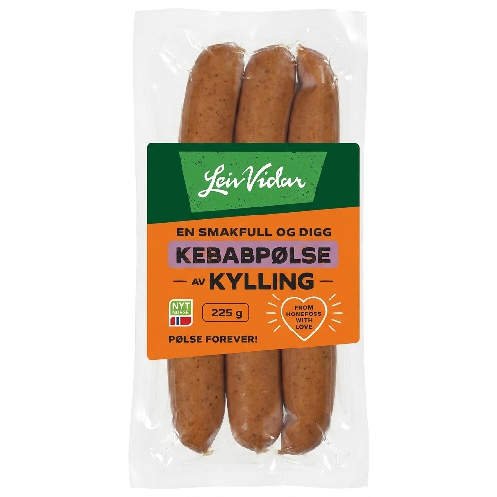 Kebabpølse av Kylling 225g Leiv Vidar