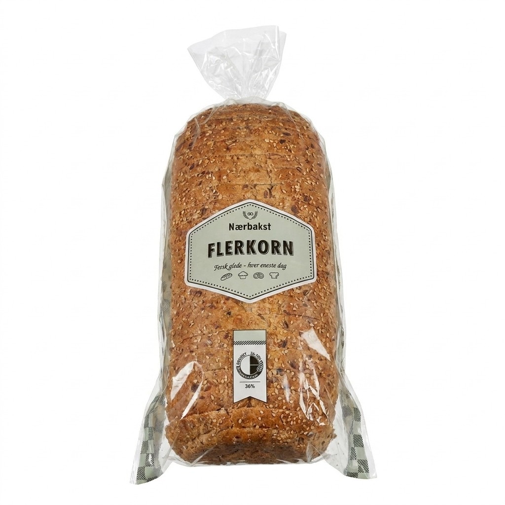 Flerkorn Halvgrovt Skåret 750g Nærbakst