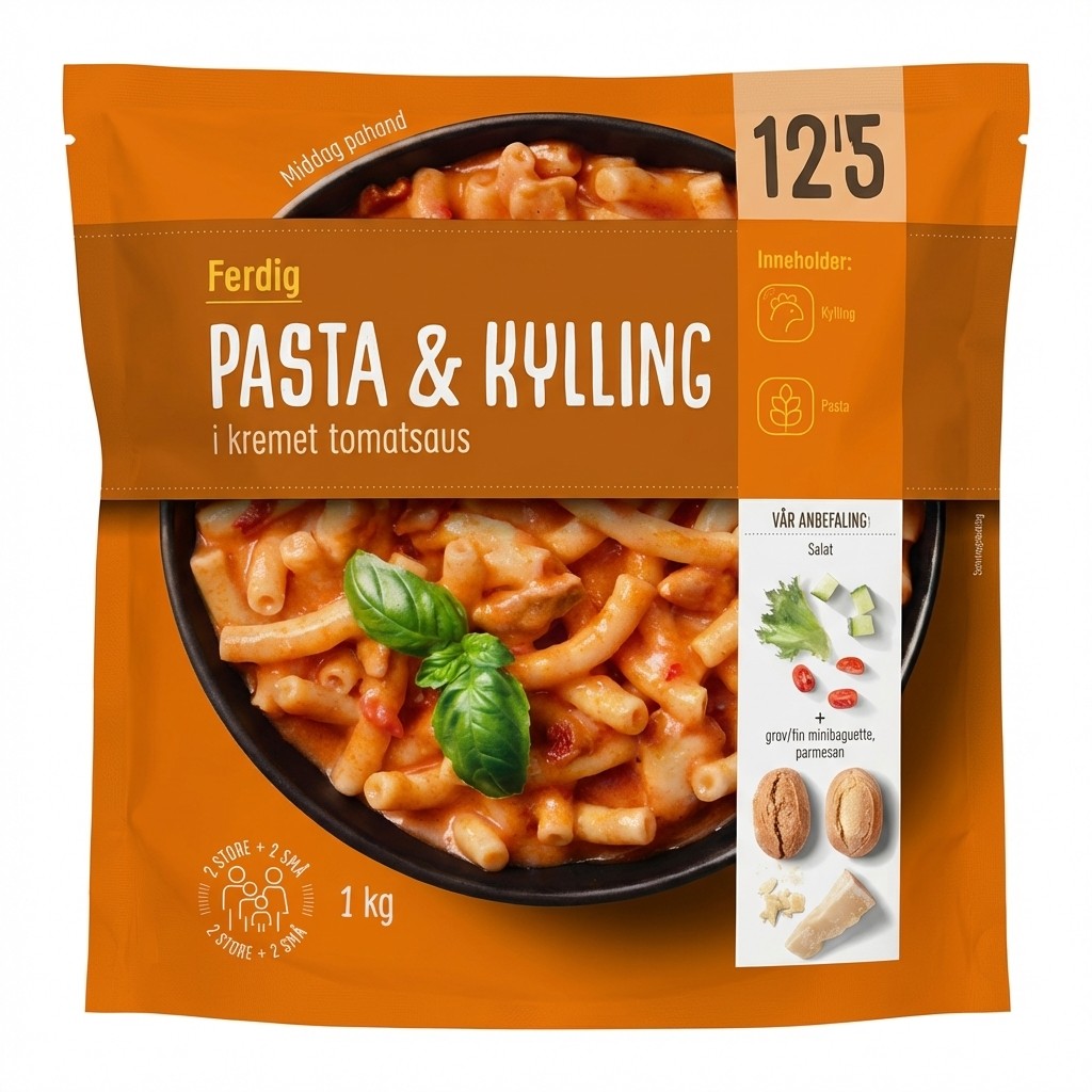 Pasta & Kylling i kremet tomatsaus 1kg MatBørsen