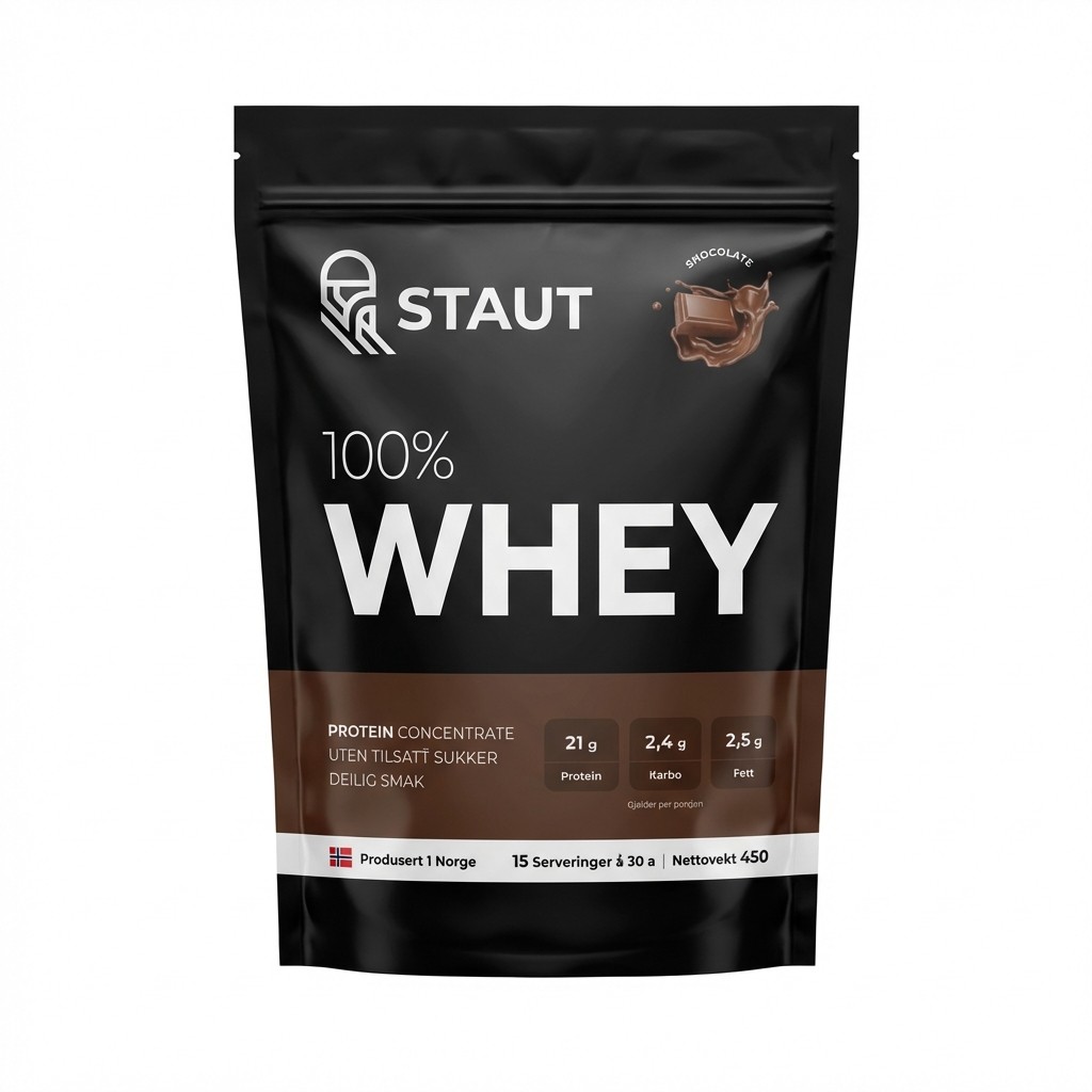 100% Whey Sjokolade 450g Staut