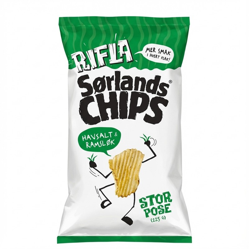 Rifla Havsalt & Ramsløk 225g Sørlands Chips