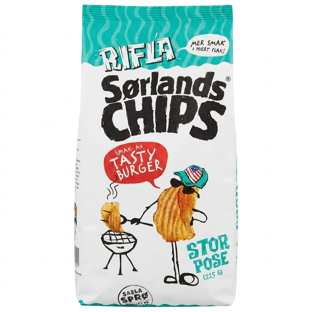 Rifla Sørlandschips Tasty Burger 225g