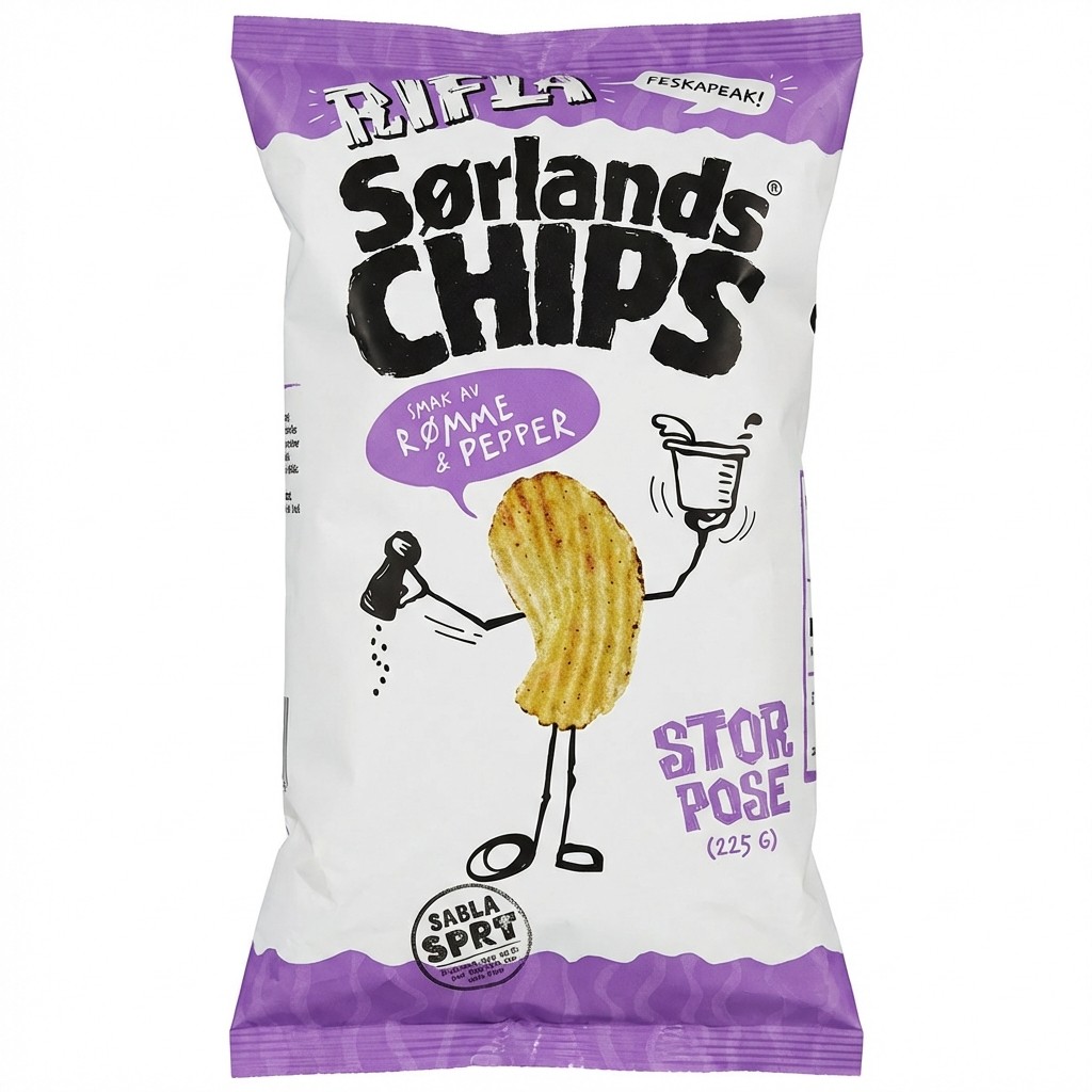 Rifla Rømme & Pepper 225g Sørlands Chips