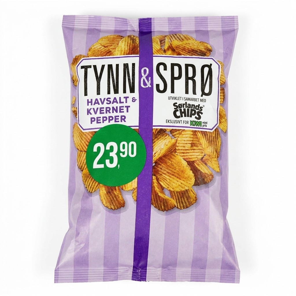 Tynn & Sprø Havsalt & Kvernet Pepper 150g Sørlandschips