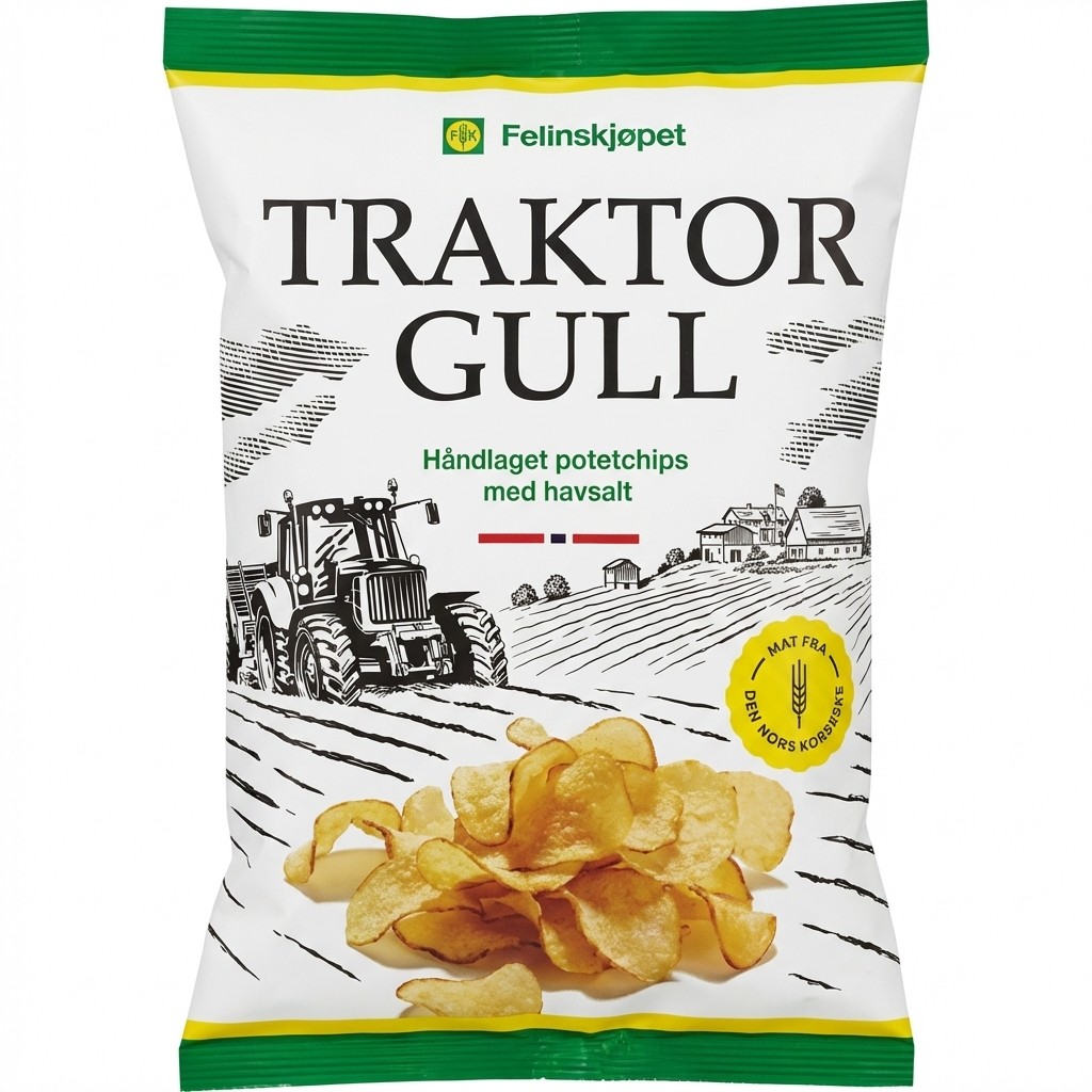 Traktorgull Potetchips med havsalt 150g Felleskjøpet