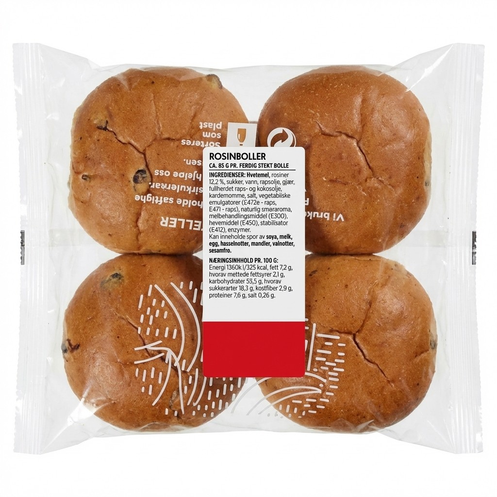 Rosinboller 340g Meny