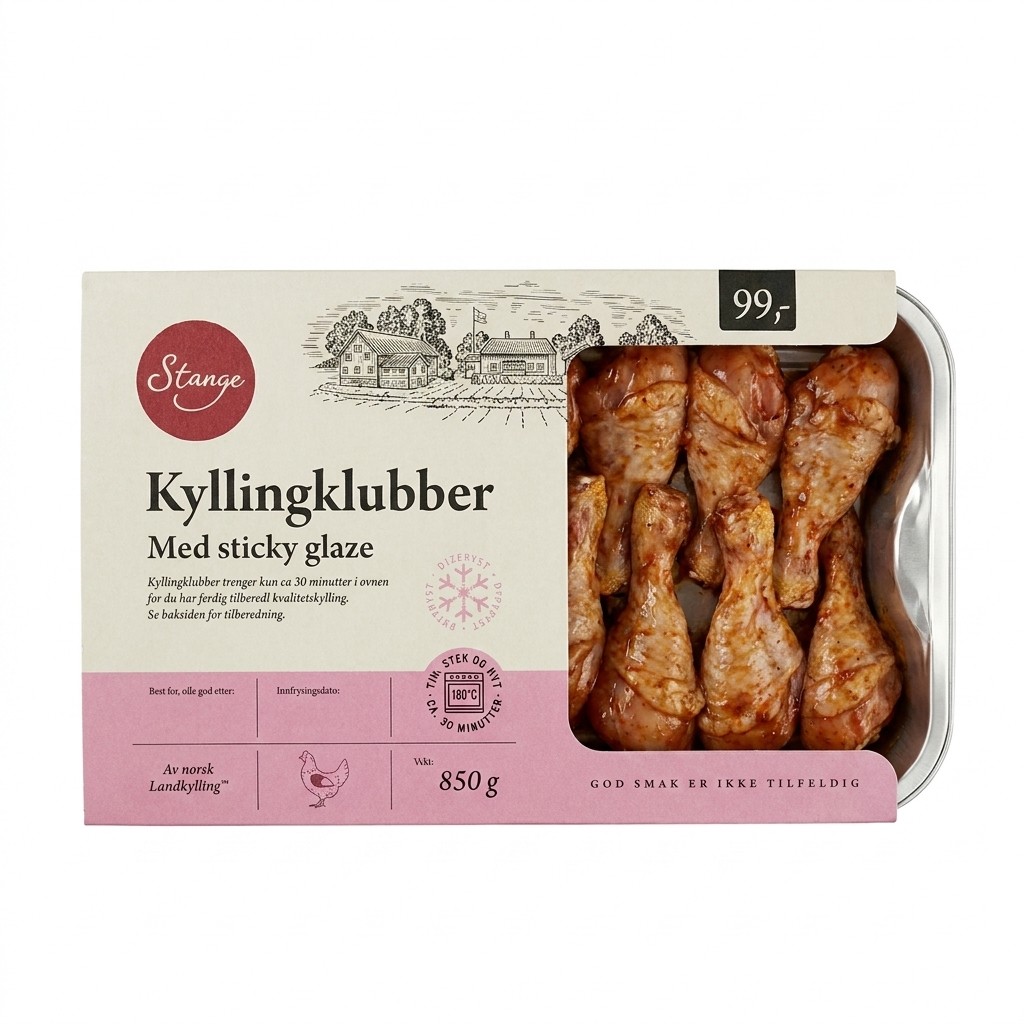 Kyllingklubber Med Sticky Glaze 850g Stange