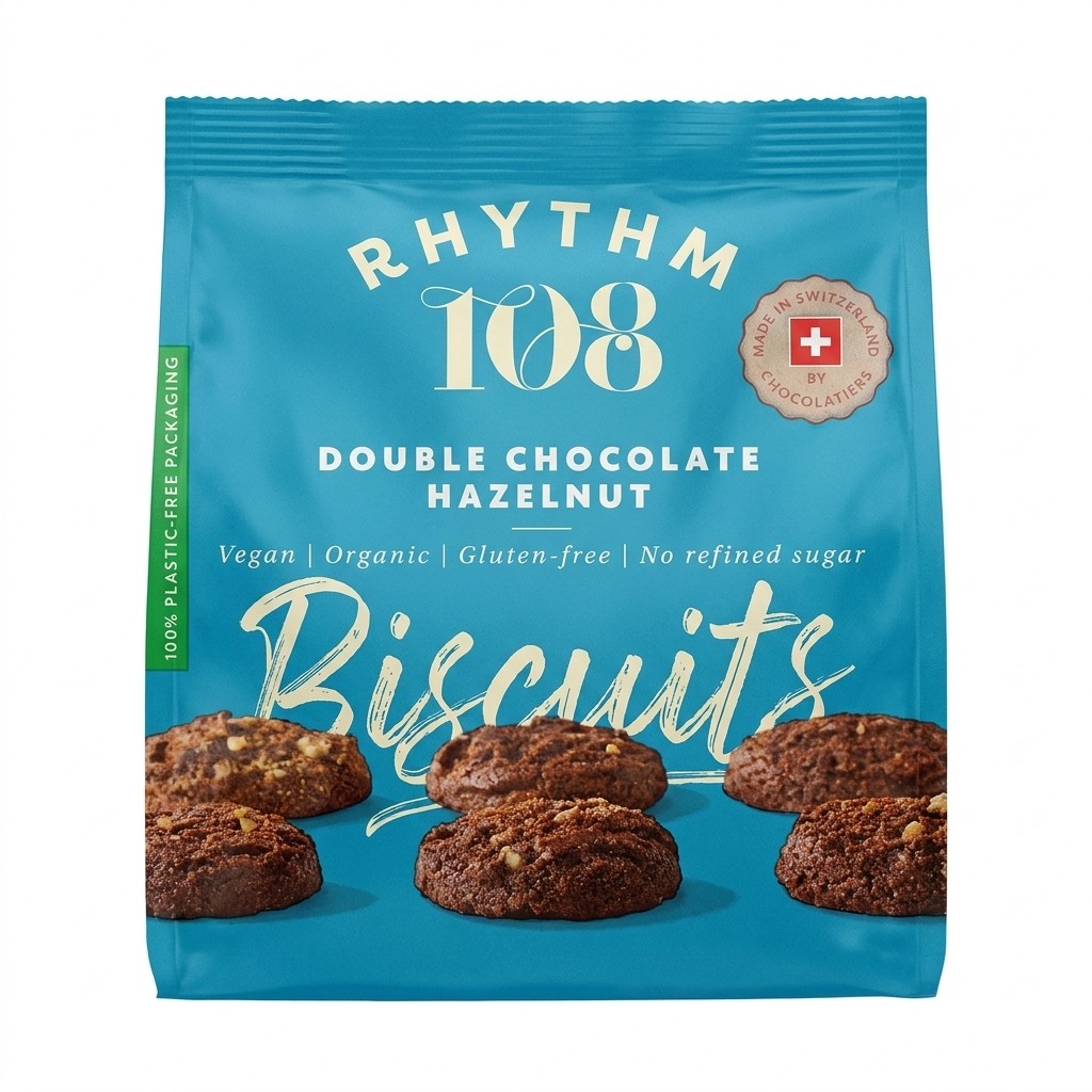 Rhythm 108 Double Chocolate Hazelnut Biscuits 135g
