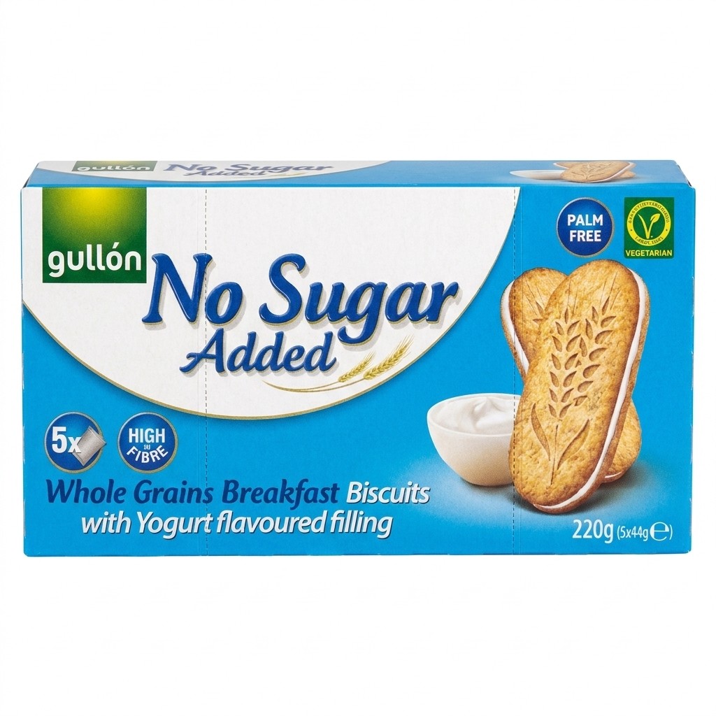 Gullón No Sugar Added Whole Grains Breakfast Biscuits with Yogurt flavoured filling 220g