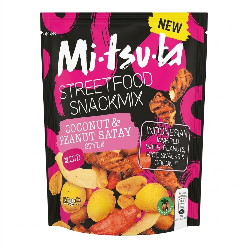 Mitsuba Streetfood Snackmix Coconut & Peanut Satay Style 100g