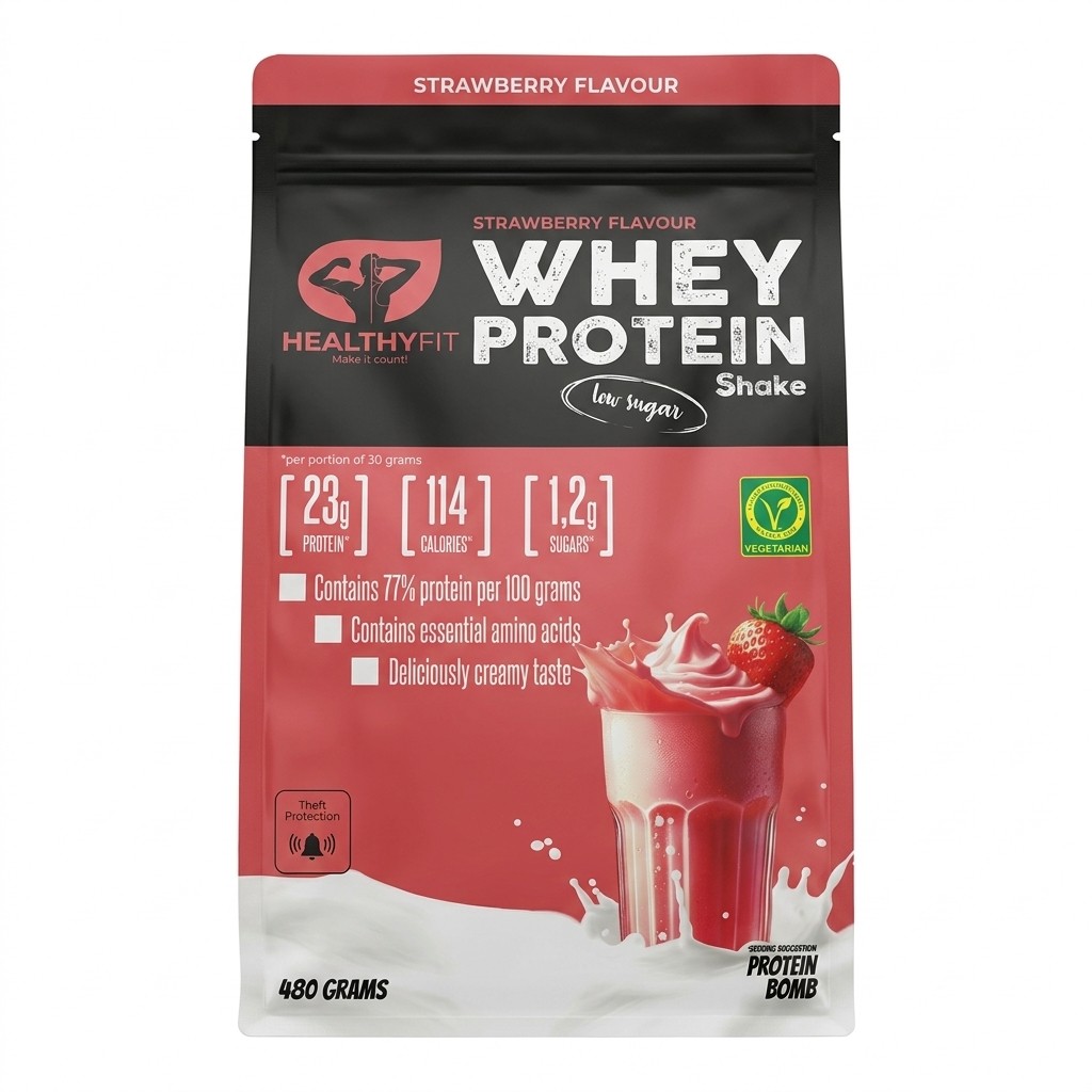 HealthyFit Whey Protein Shake Strawberry 480g