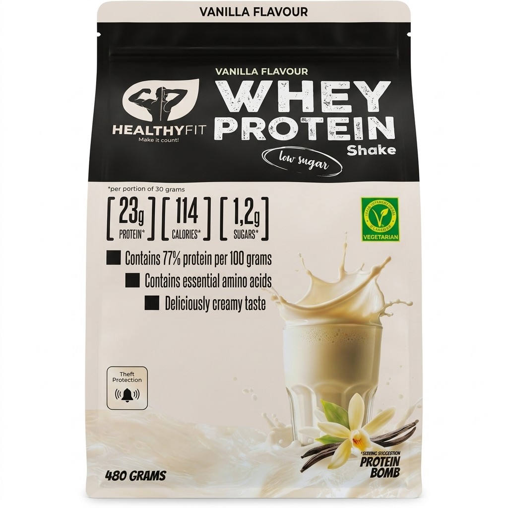 HealthyFit Vanilla Flavour Whey Protein 480g