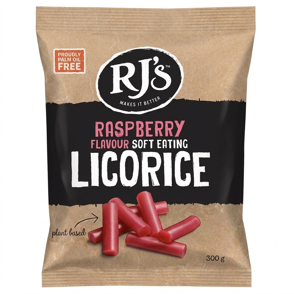 RJ's Raspberry Flavour Soft Eating Licorice 300g