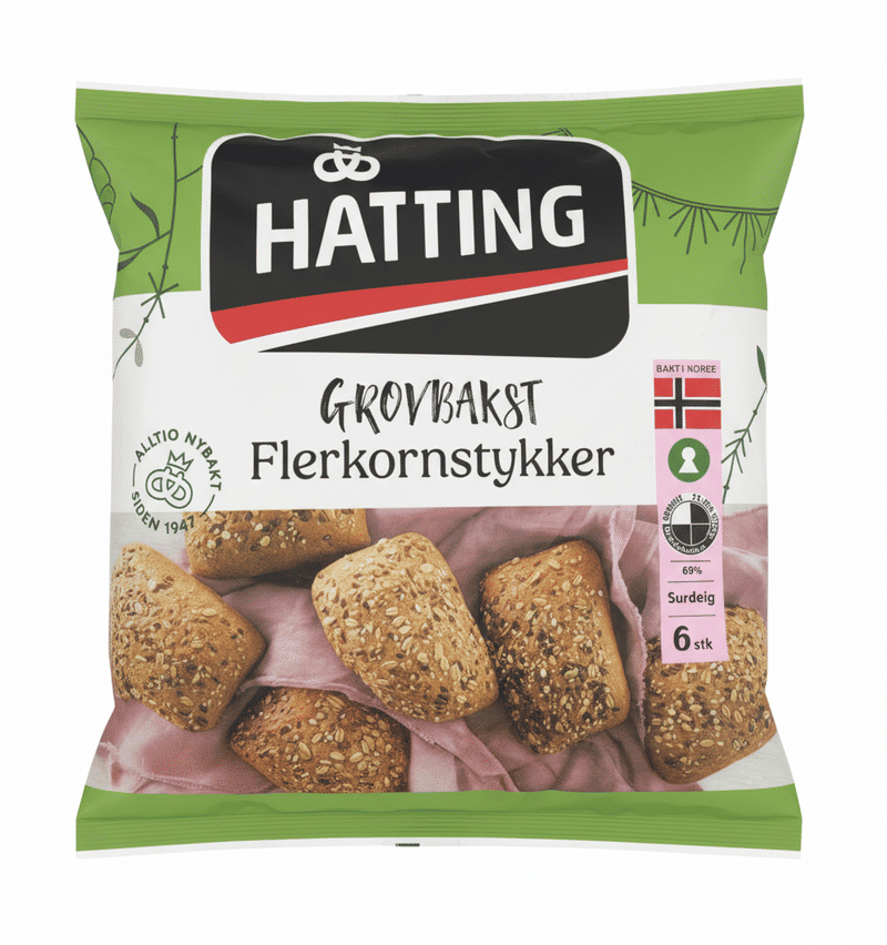 Grovbakst Flerkornstykker Hatting