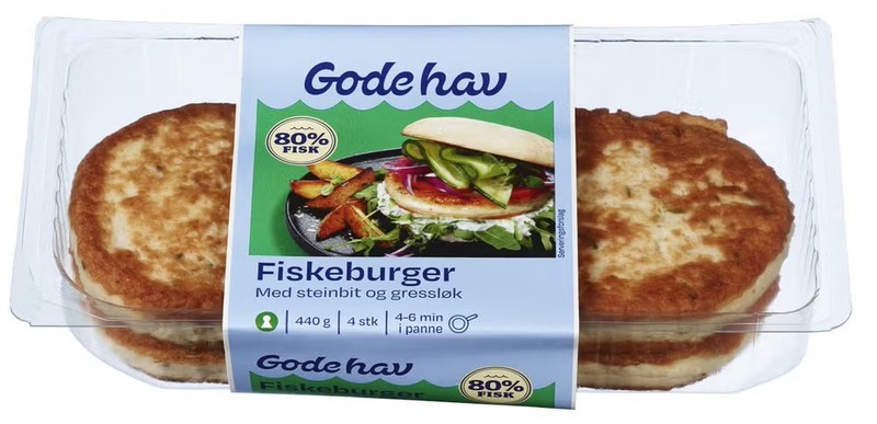Fiskeburger Steinbit og gressløk 440g Gode hav