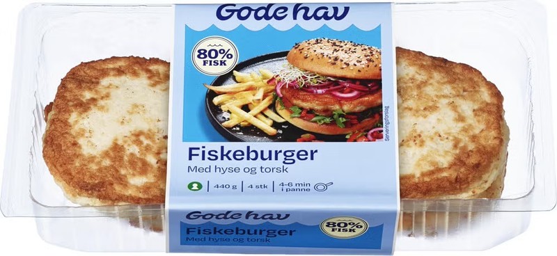 Fiskeburger Hyse og torsk 440g Gode hav