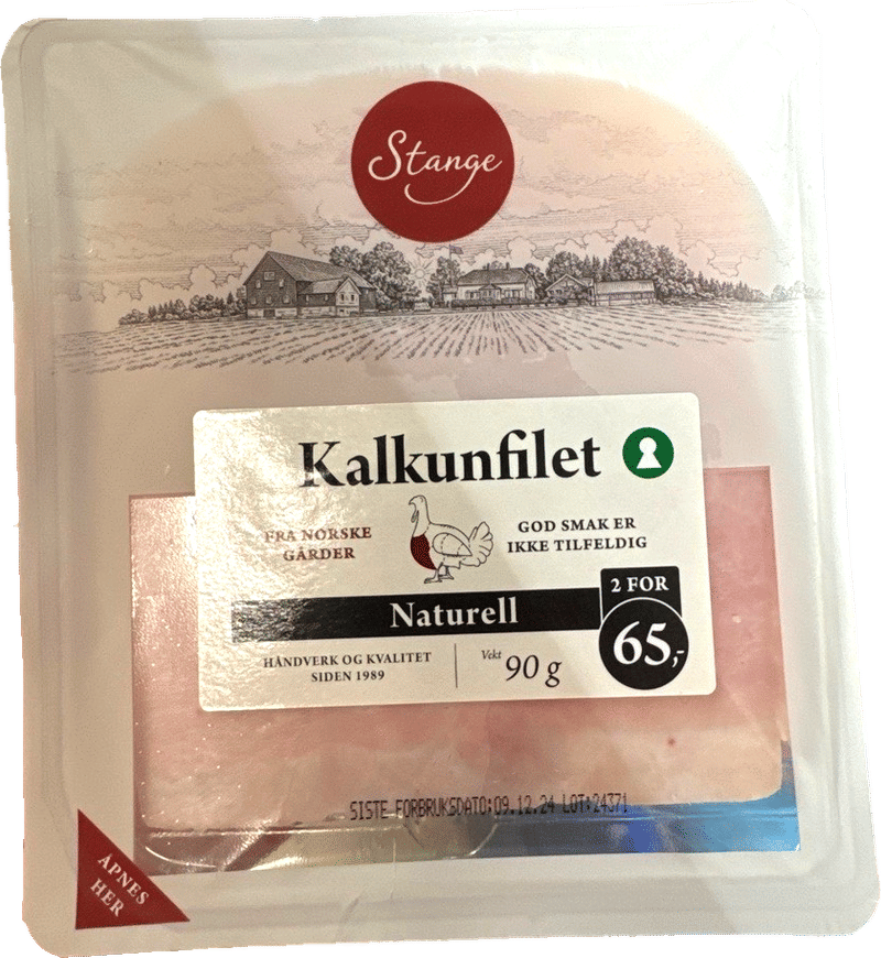 Kalkunfilet Naturell 90g Stange