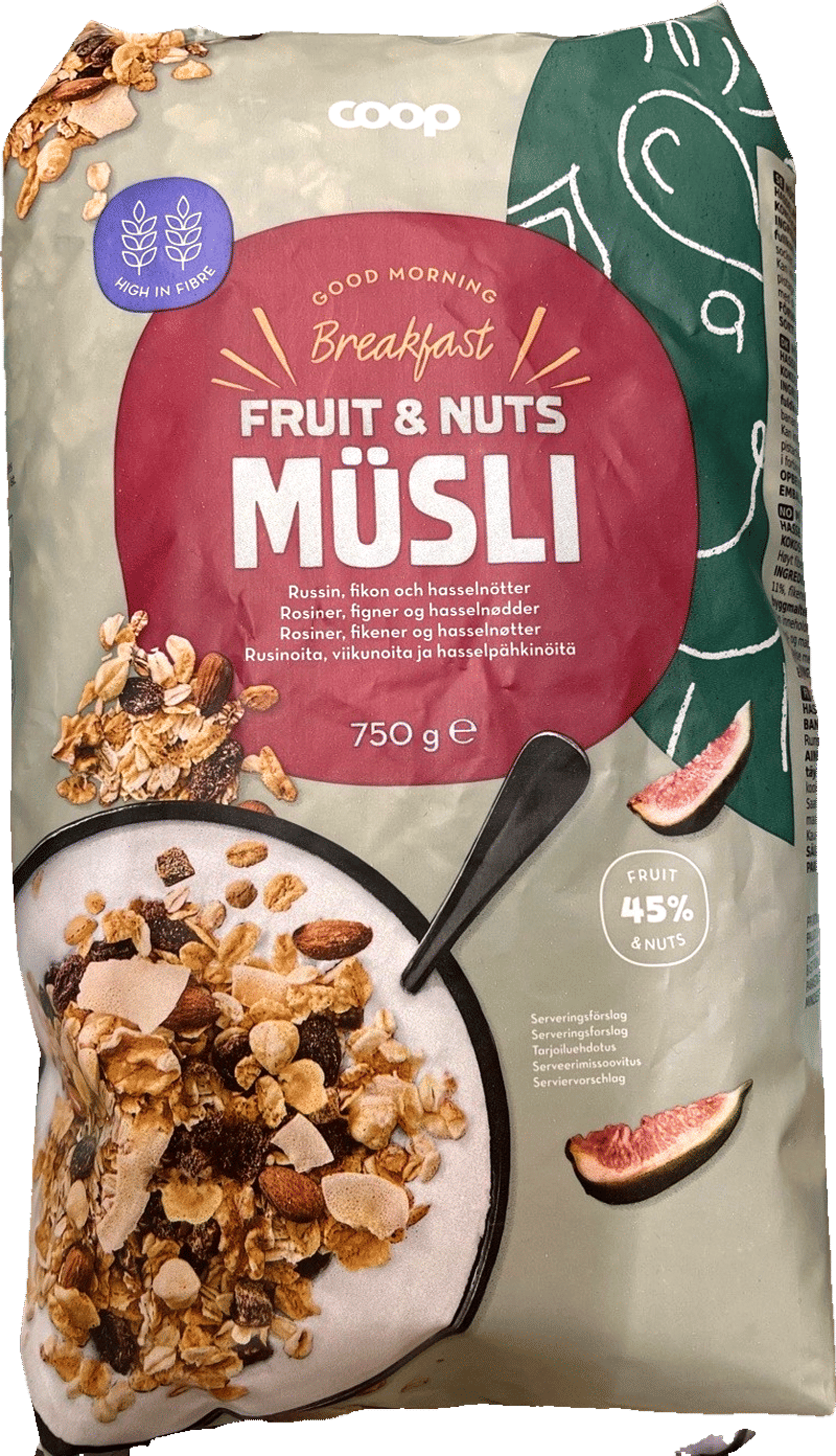Fruit & Nuts Müsli 750g Coop