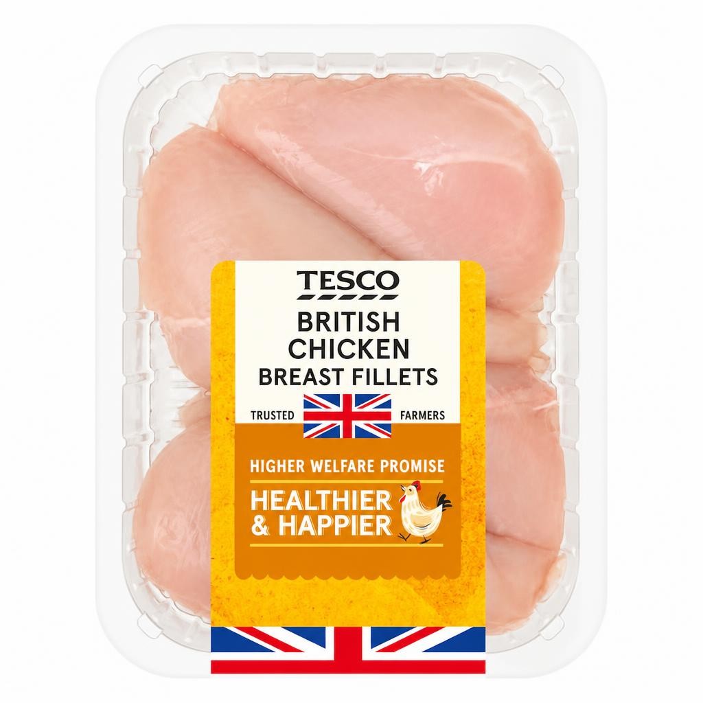 Tesco British Chicken Breast Fillets 650G