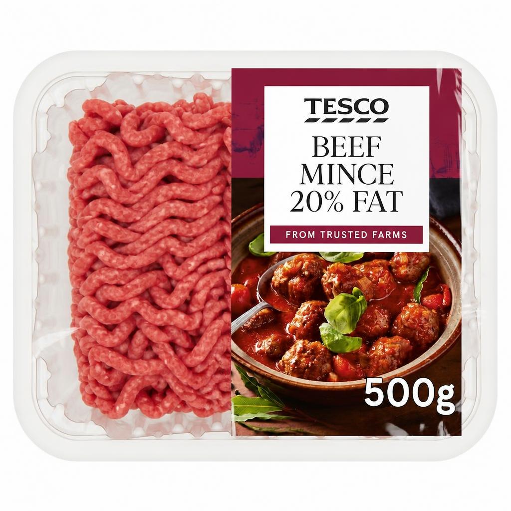 Tesco Beef Mince 20% Fat 500g