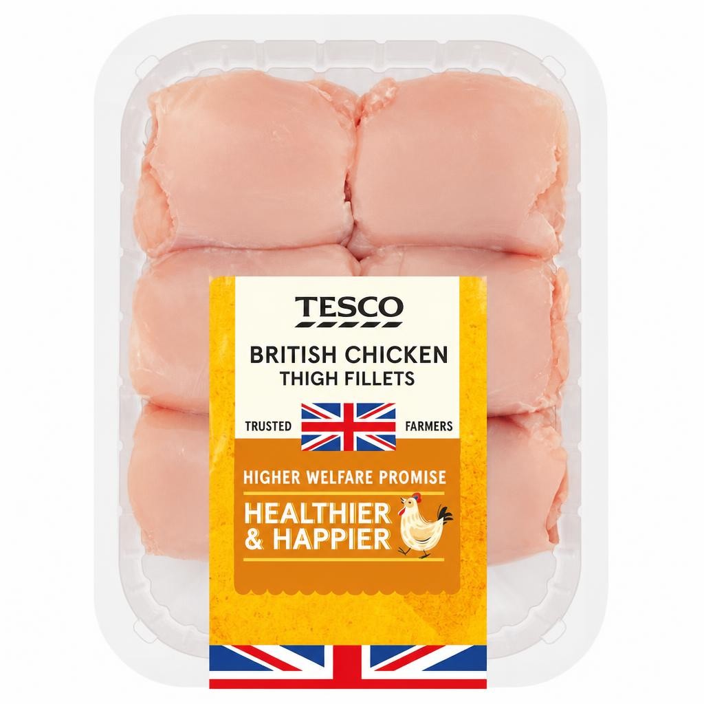 Tesco British Chicken Thigh Fillets 600G