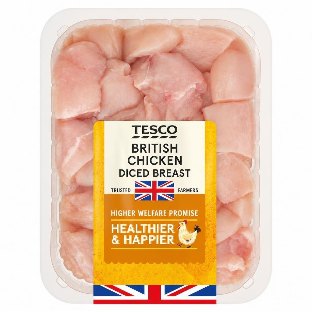 Tesco British Diced Chicken Breast 650G