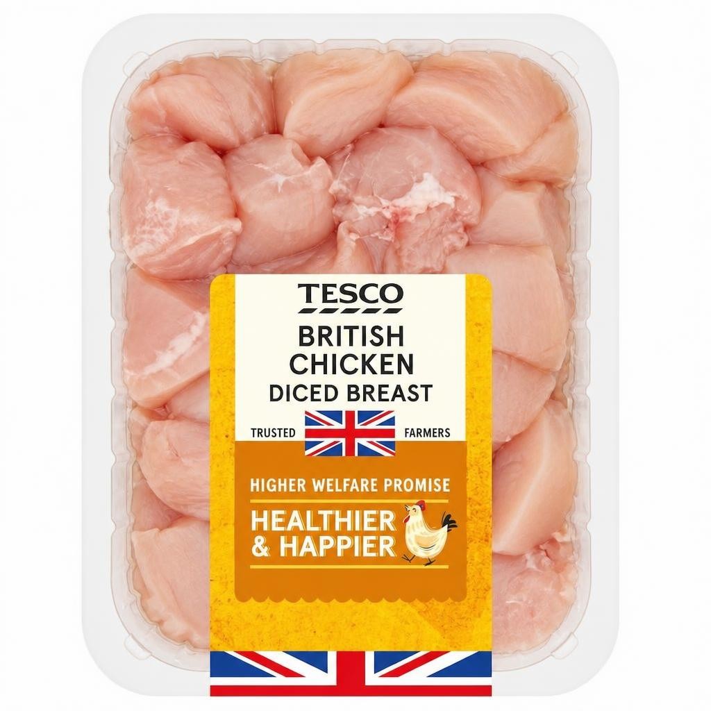 Tesco British Diced Chicken Breast 650G