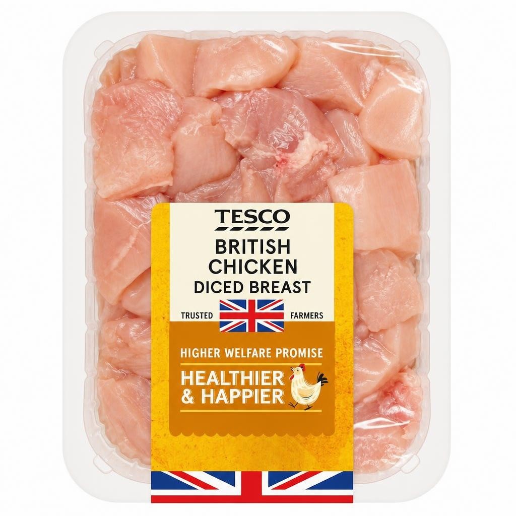 Tesco British Diced Chicken Breast 650G
