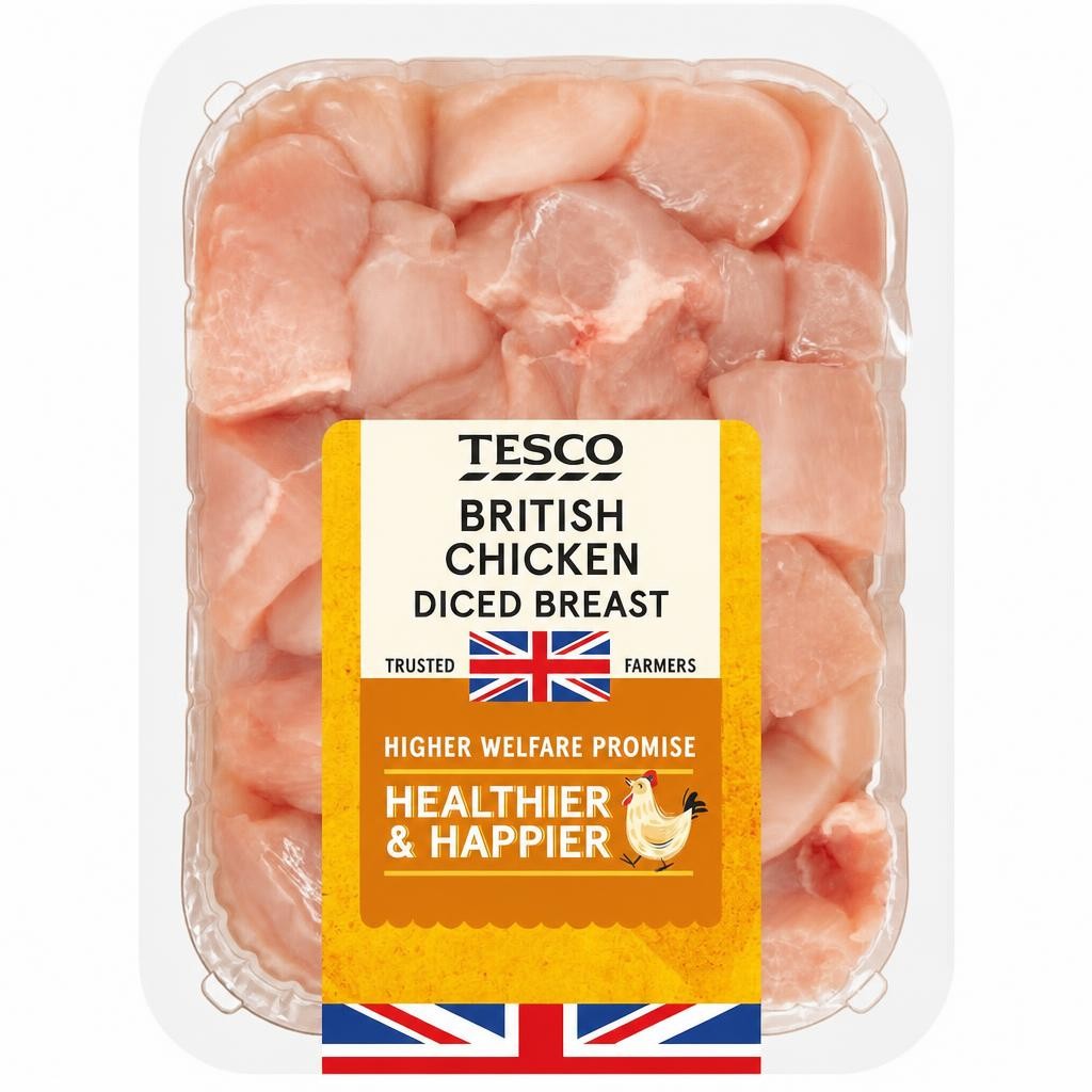 Tesco British Diced Chicken Breast 650G