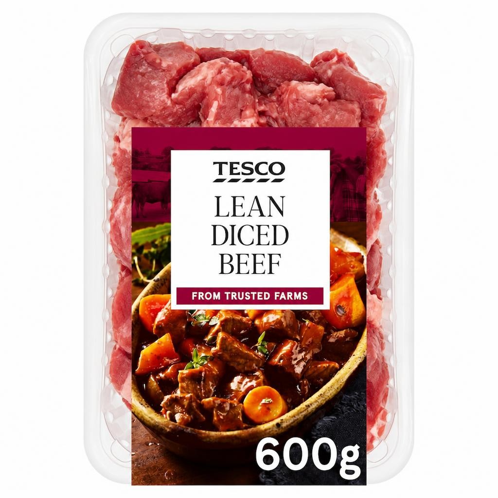 Tesco Lean Diced Beef 600G