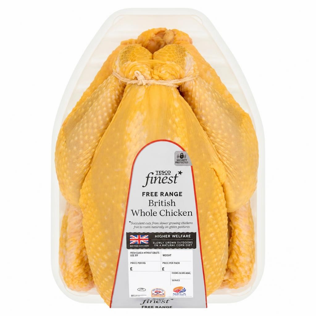 Tesco Finest British Cornfed Free Range Whole Chicken 1Kg-2.3Kg