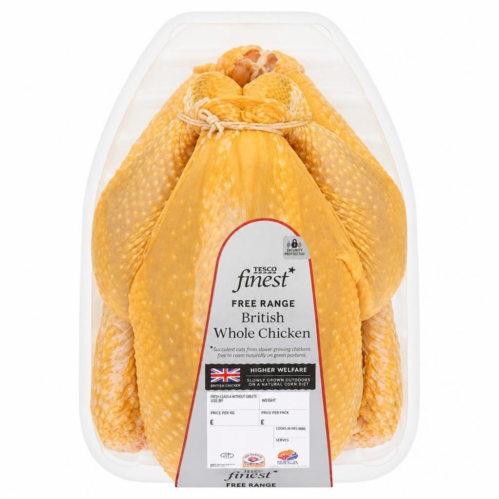Tesco Finest British Cornfed Free Range Whole Chicken 1Kg-2.3Kg