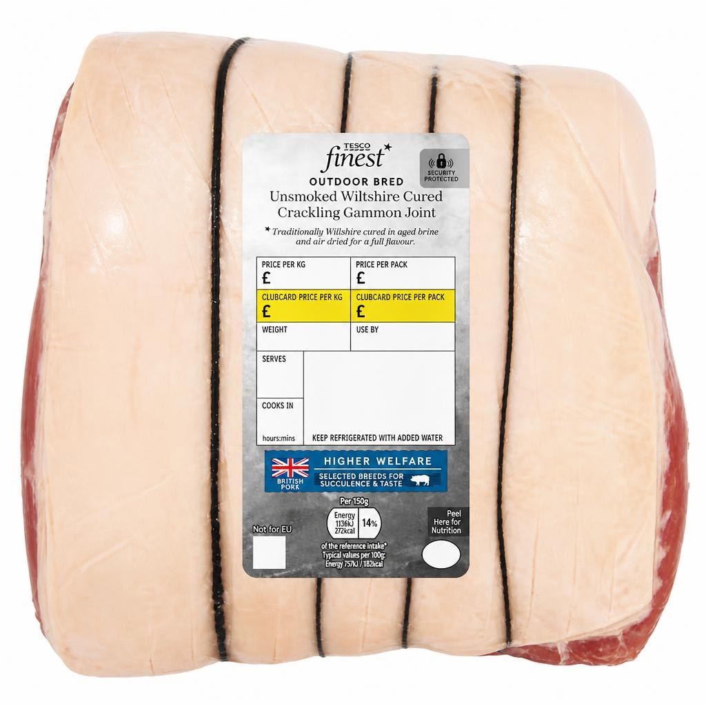 Tesco Finest Unsmoked Wiltshire Cured Crackling Gammon Joint