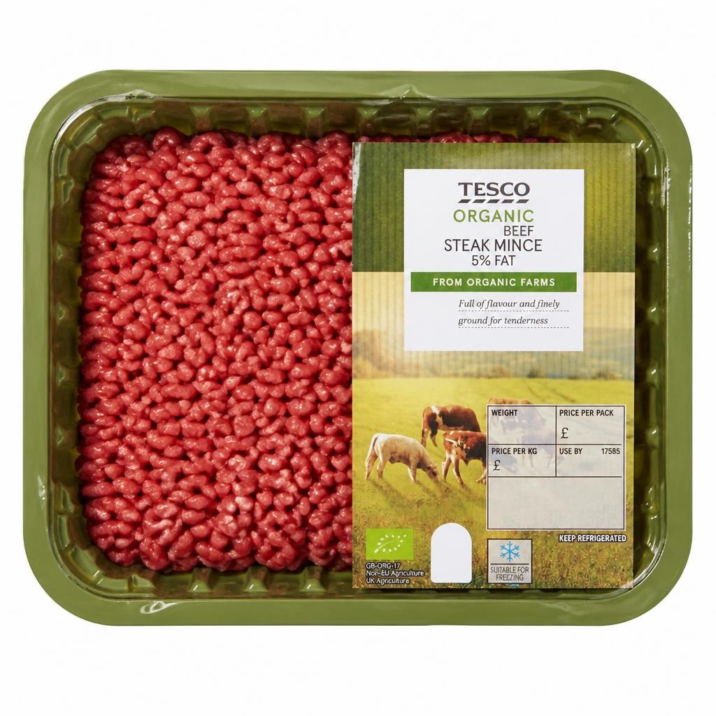 Tesco Organic British Beef Steak Mince 5% Fat 500G
