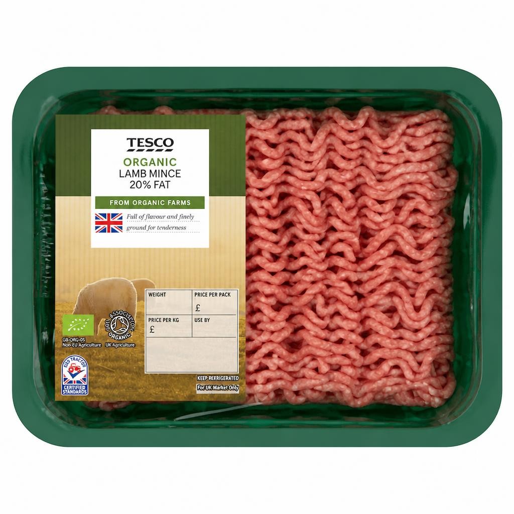 Tesco Organic British Lamb Mince 20% Fat 400G