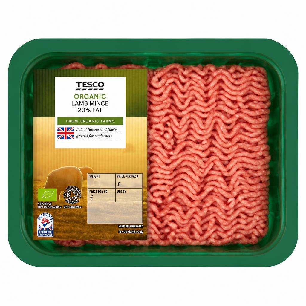 Tesco Organic British Lamb Mince 20% Fat 400G
